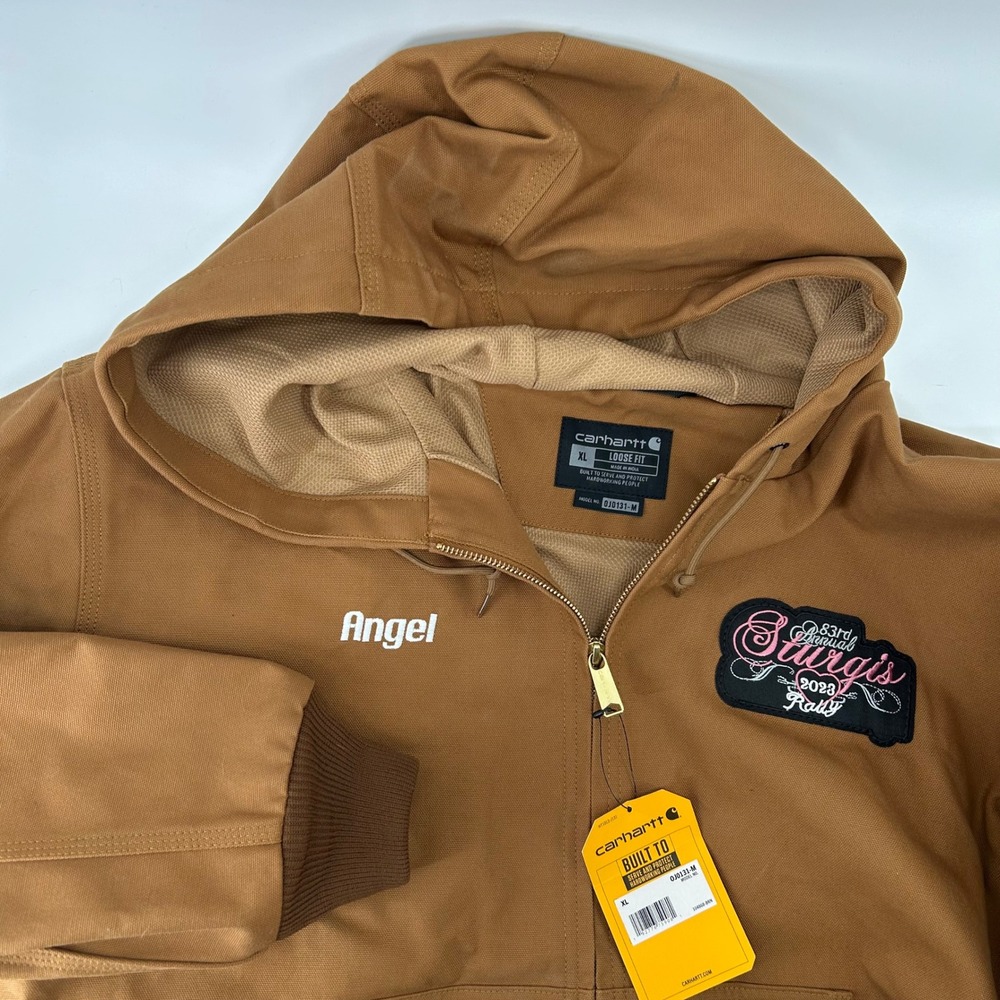 Carhartt J131 Jacket Mens XL Brown Thermal Lined Sturgis 2023 NWT Angel Patch